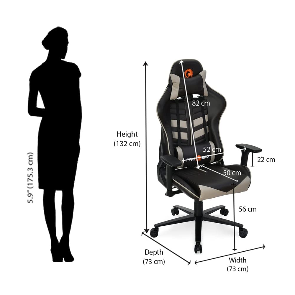 Nilkamal Fyrebird Ergonomic Gaming Chair with Lumbar Pillow, 3D Adjustable Armrest, Adjustable Neck, Gas Lift Mechanism, & 100mm Tilt (Razos)