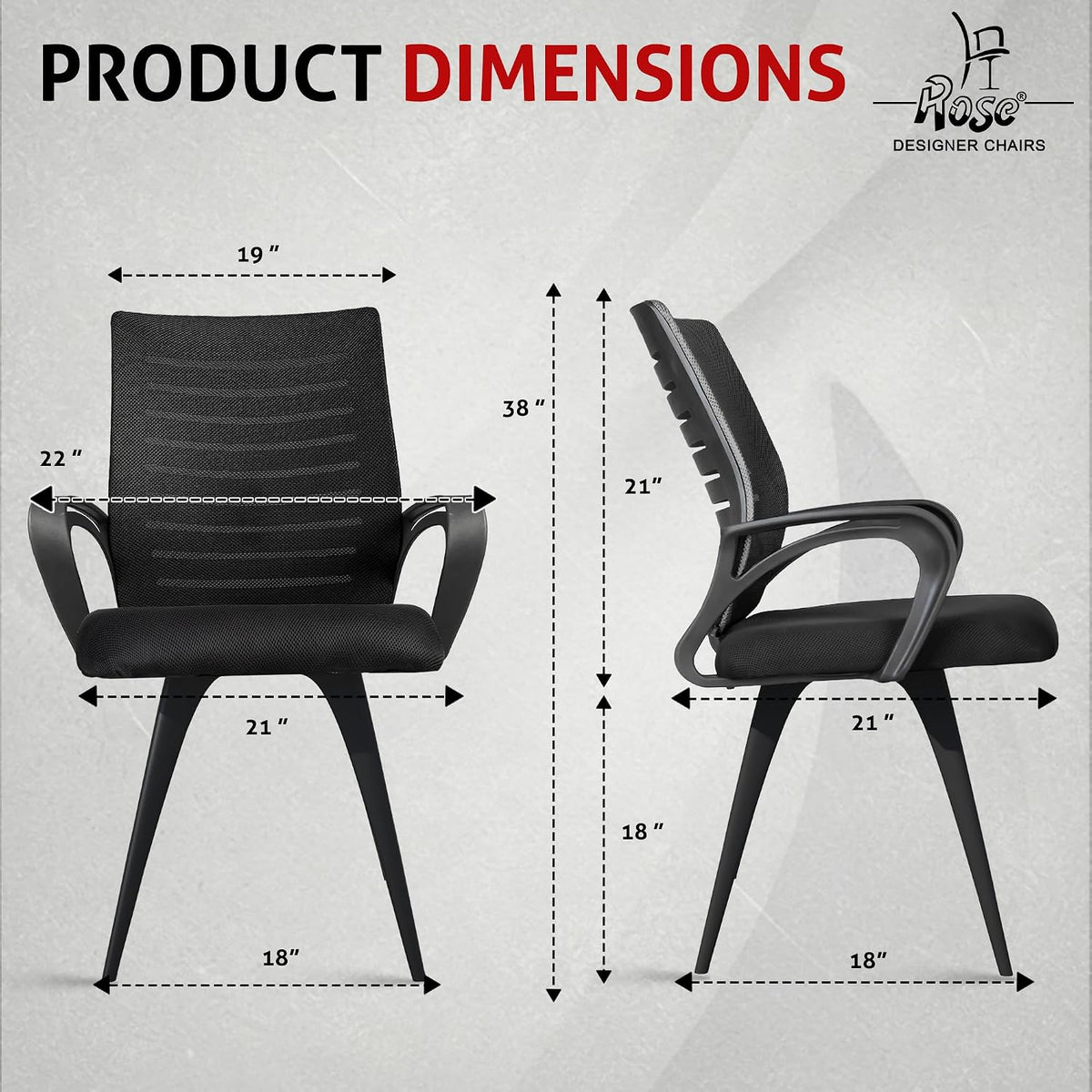 ROSE® Elite | 3 Years Brand Warranty | Ergonomic Office Chair, Study, WFH, Revolving, Rolling, Desk, Task, Laptop, Student Chair (Black, Elite MB Reception)